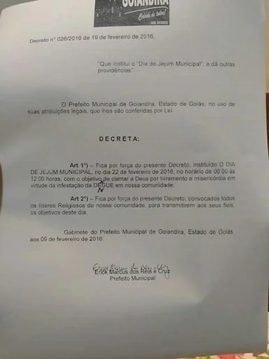 DECRETO DIA DO JEJUM MUNICIPAL