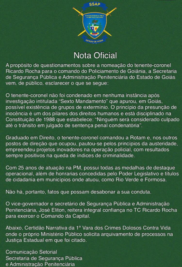 nota oficial ricardo rocha