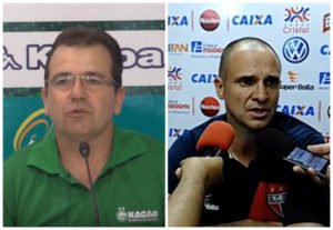 tecnico do goias enderson moreira e do atletico goianiense wagner lopes montagem diario de goias