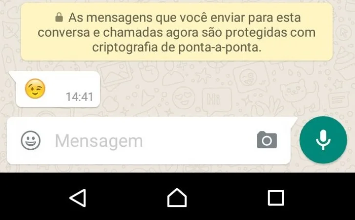 mensagem criptografia whatsapp