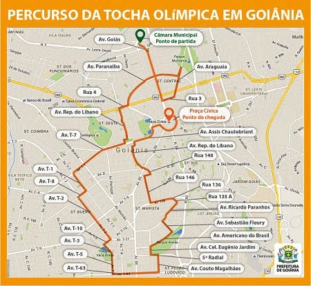 percurso da tocha goiania