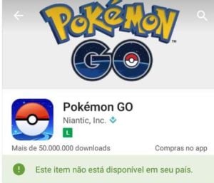 pokemon go nao disponivel