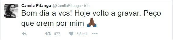 camila pitanga volta a gravar