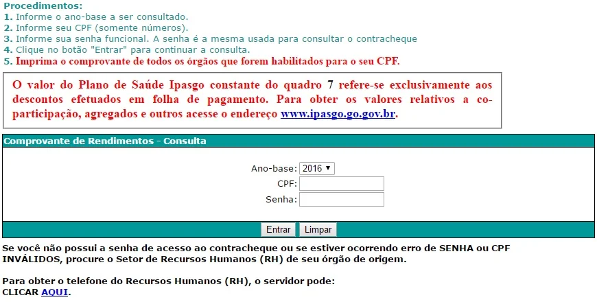 comprovante de rendimentos de servidores estaduais