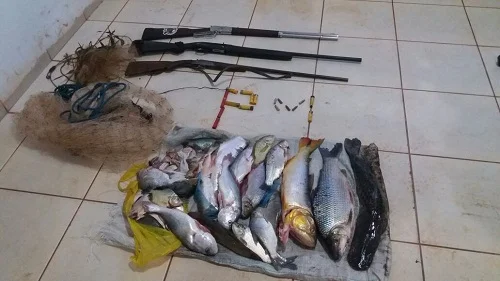 pescado e armas apreendidas em acreuna carnaval