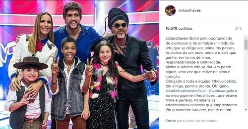 victor comenta sobre saida do the voice kids