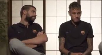 Em entrevista no Japão, Piqué debocha do cabelo de Neymar