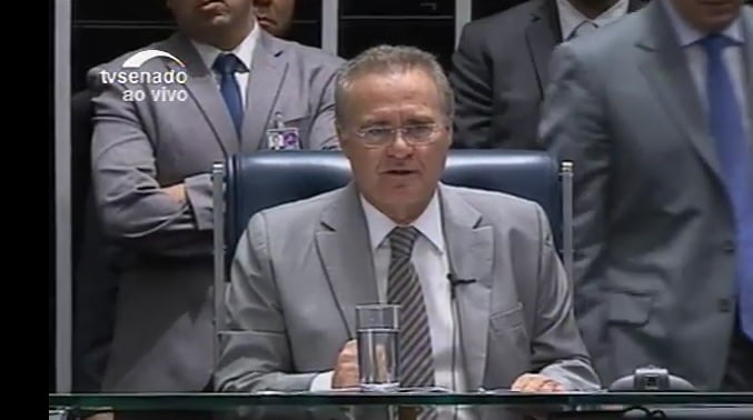 Renan Calheiros enquanto presidia o Senado, em 2016 (Reprodução)