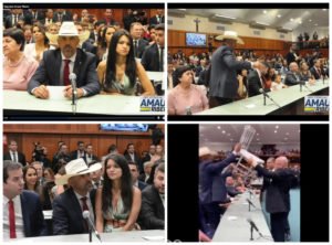 Sequência mostra a atitude correta do deputado e da esposa (fotos - reprodução e divulgação)