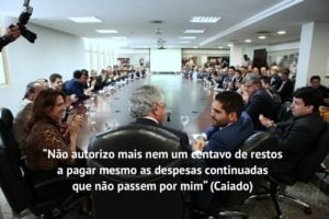 Caiado reunido com os secretários para comunicado sobre as contas do governo (foto divulgação)