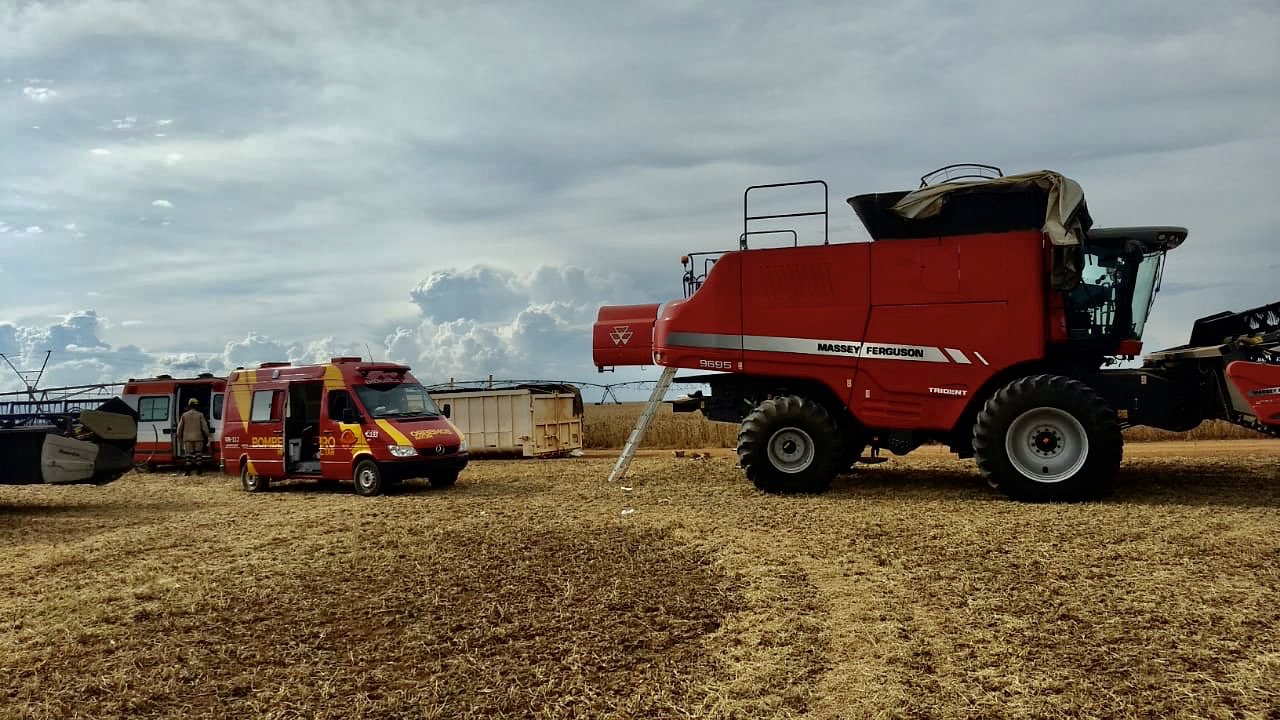 Homem tem perna amputada por colheitadeira em Luziânia