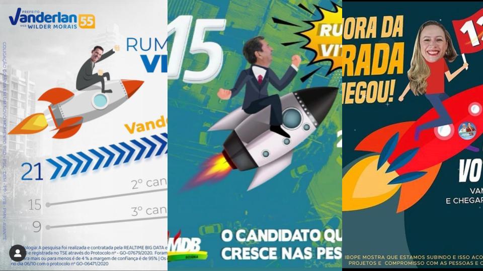 Em Goiânia, candidatos embarcam em foguetinho como se pesquisa ganhasse eleição