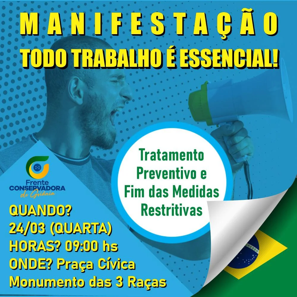 Frente Conservadora prepara manifestação pedindo adoção do tratamento preventivo e fim das medidas restritivas