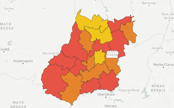 Goiás volta a ter aumento de regiões em calamidade pela covid-19