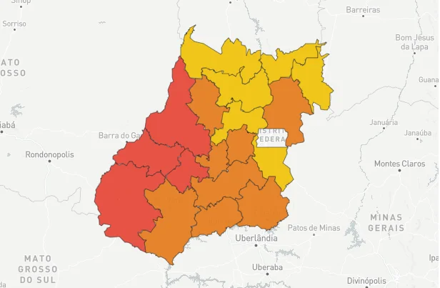 Número de regiões em calamidade pela covid-19 é o menor em Goiás desde o início da divulgação do mapa de risco