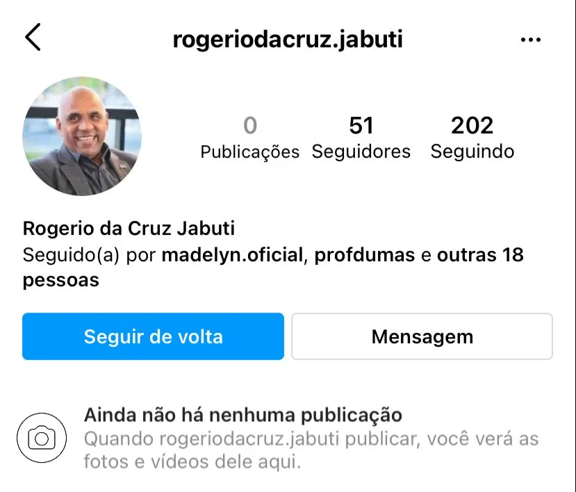 Prefeitura alerta para perfil falso de Rogério Cruz no Instagram