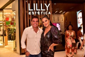 Dhomini e Helen Ganzarolli na inauguração da Lilly Estética (Foto Cristiano Borges)