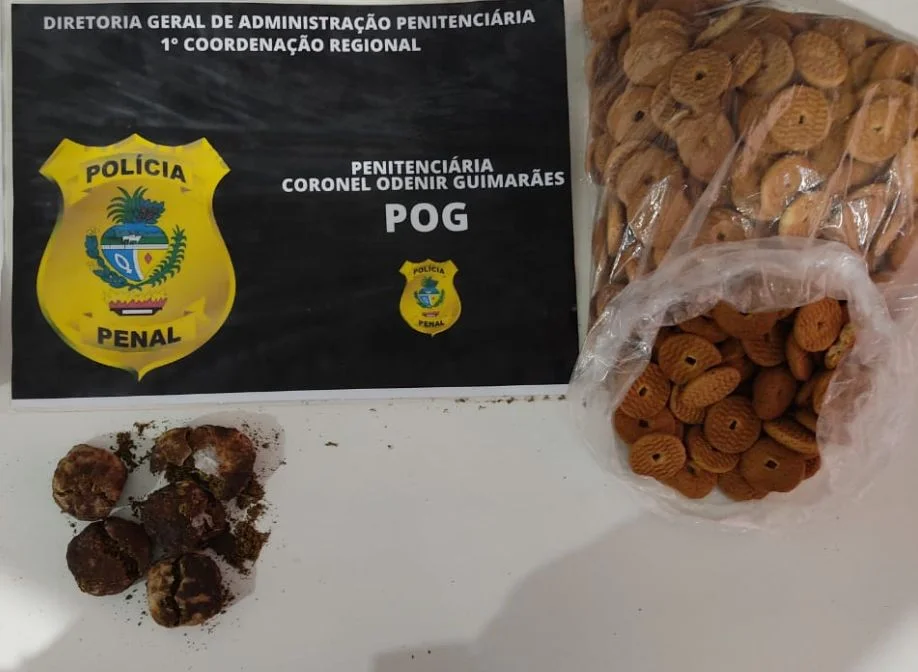 Mulher é presa ao tentar repassar, em penitenciária, drogas escondidas em biscoitos ao filho