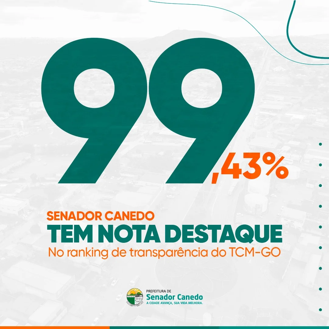 Senador Canedo se destaca no ranking do TCM-GO ficando em 15° lugar