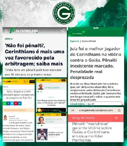 Através de rede social, Goiás volta a criticar arbitragem do jogo contra o Corinthians