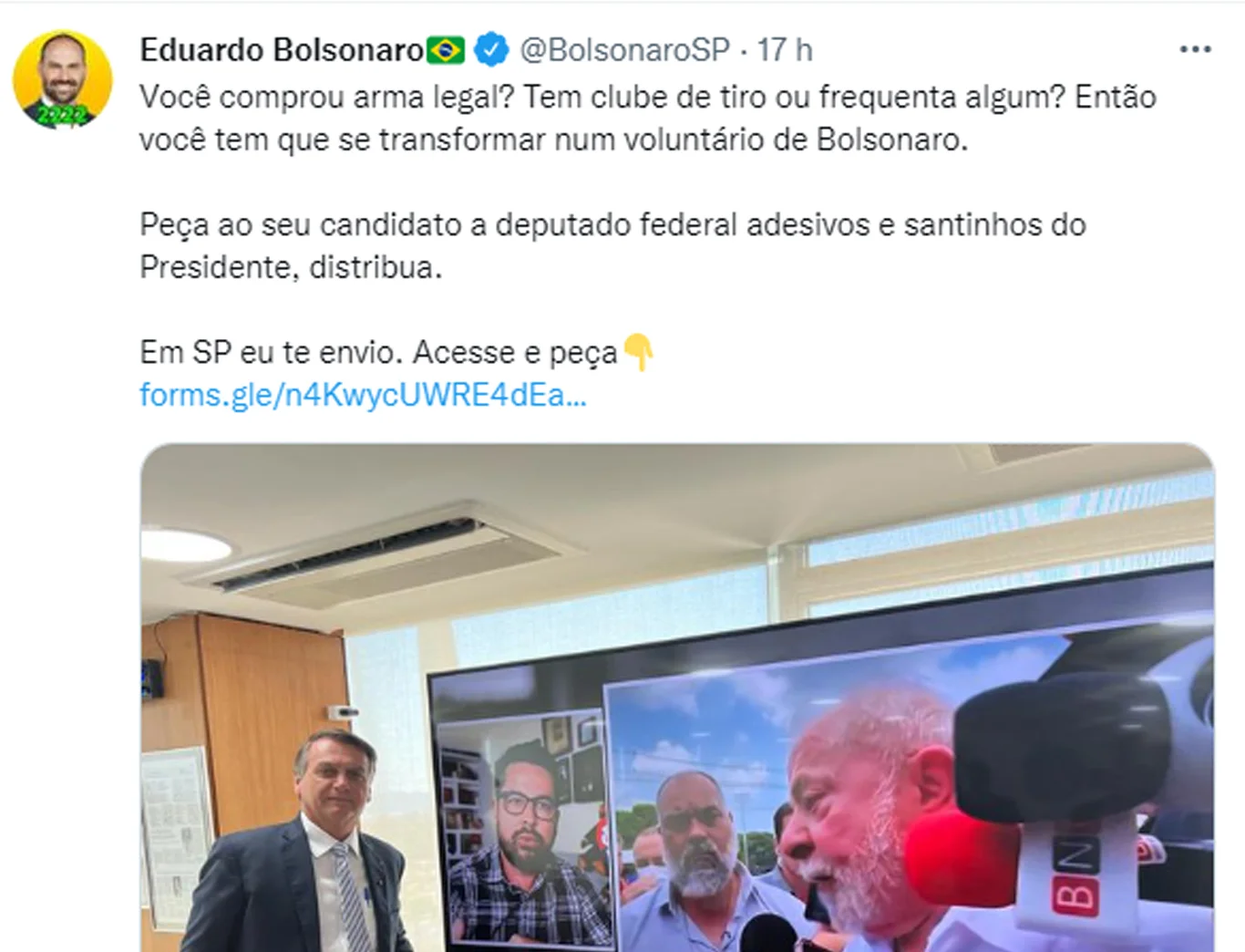 Após requisitar que apoiadores armados sejam voluntários de Bolsonaro, internautas pedem prisão de Eduardo