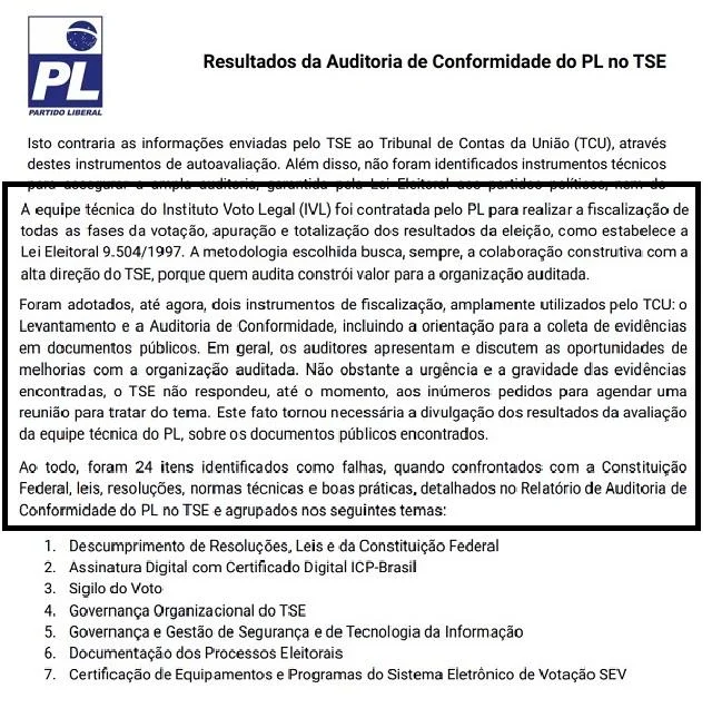 Faltando 3 dias para eleições, partido de Bolsonaro divulga parecer informando “falhas” nas urnas