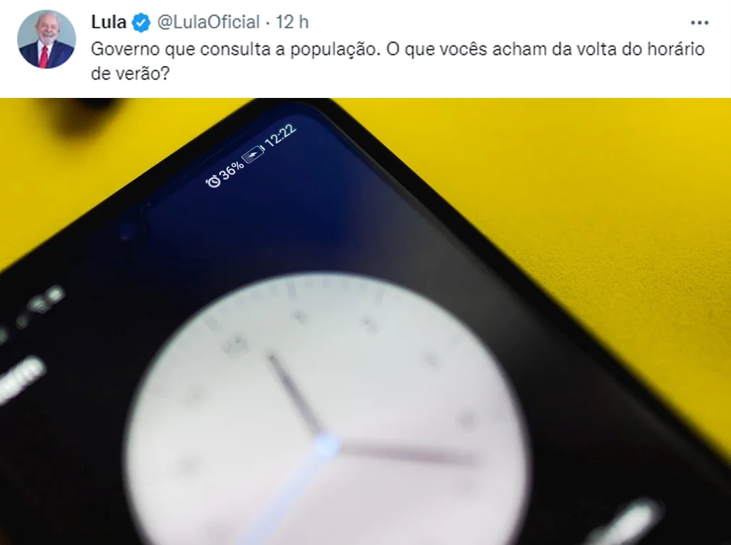 Lula faz enquete em rede social e pergunta sobre volta do horário de verão; veja resultado