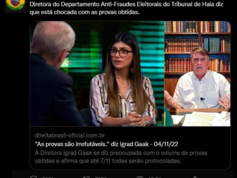 Ex Atriz Pornô Mia Khalifa Volta A Aparecer Em Fake News Com Bolsonaro