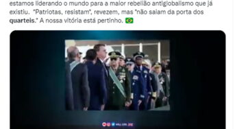 Mensagens pelas redes insistem para que manifestantes permaneçam na frente dos quartéis: “Patriotas resistam!”