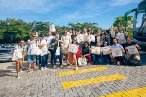 Jornalistas e convidados que estiveram presentes na cerimônia de inauguração do 'Turbilhados', no Hot Park (Foto Fresh PR).