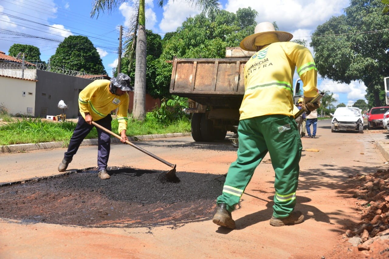 Operação tapa-buraco Aparecida. Foto: Divulgação