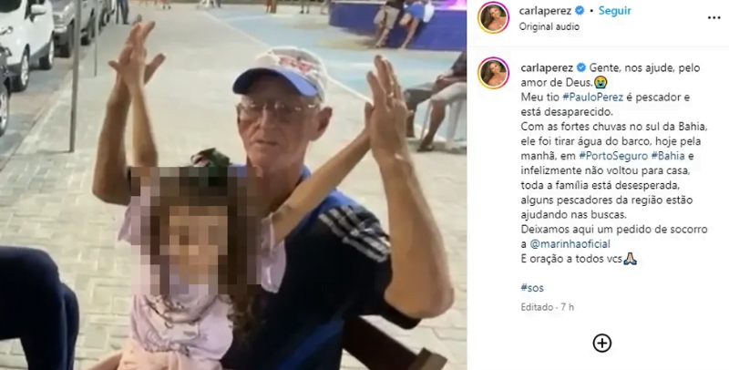 Carla Perez pediu ajuda pela redes sociais (Foto reprodução Instagram).