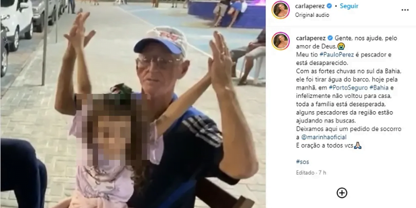 Carla Perez pediu ajuda pela redes sociais (Foto reprodução Instagram).