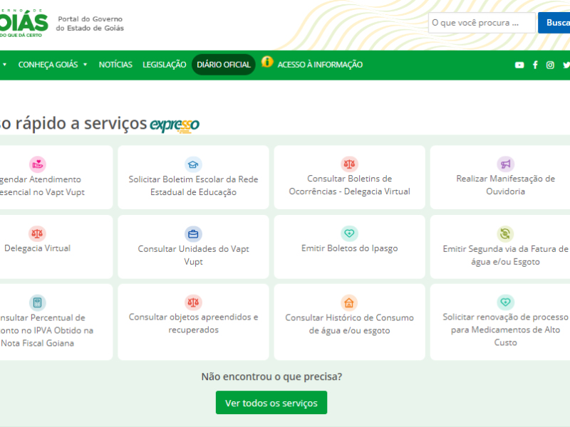 Novo portal do Governo de Goiás