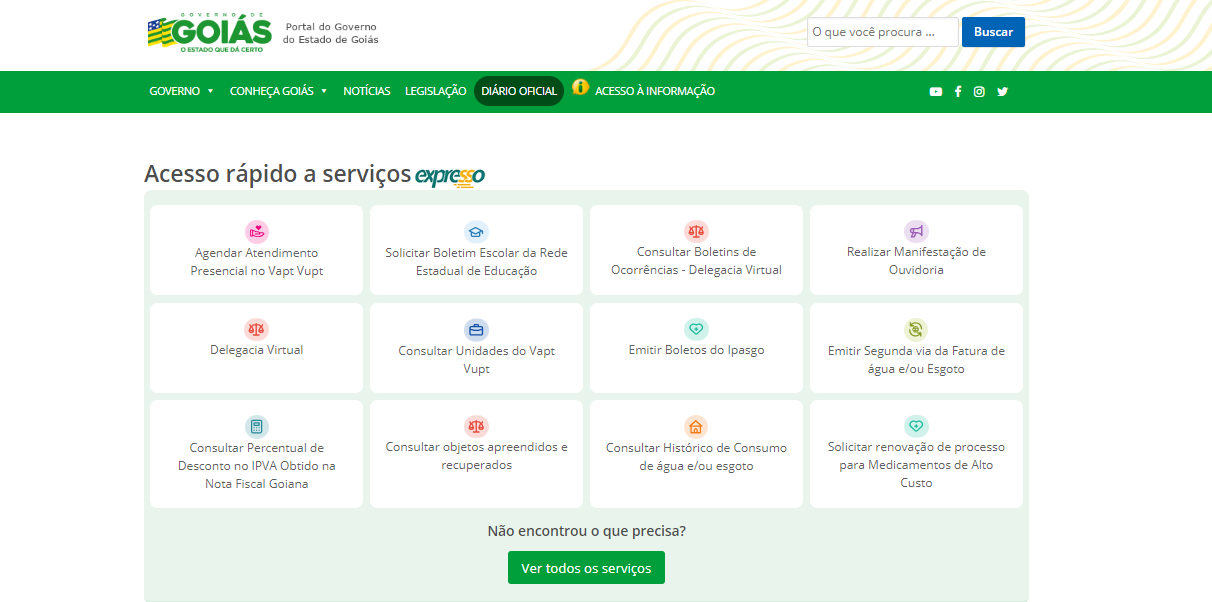 Novo portal do Governo de Goiás