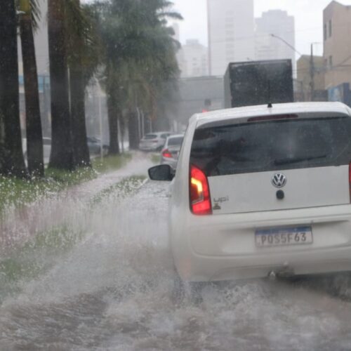 carros passando na enxurrada; leptospirose. Foto: SES-GO