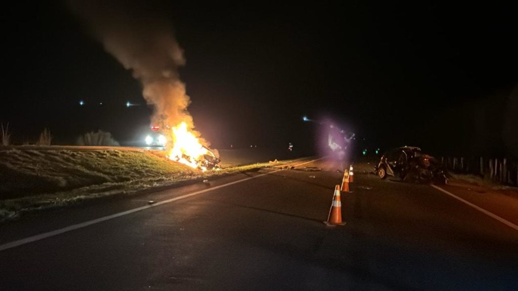 Acidente na BR-050 incendeia carro e deixa quatro pessoas mortas, neste domingo (3)