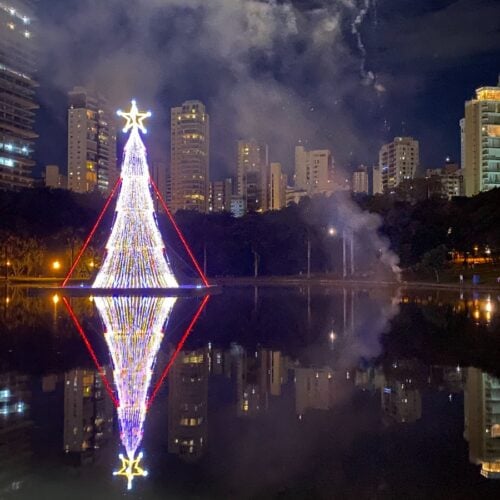 árvore de natal flutuante do Parque Vaca Brava. Foto: Luciano Magalhães