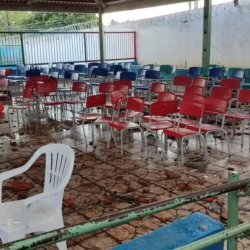 Escolha é destelhada durante temporal em Goiânia. (Foto: Divulgação/Corpo de Bombeiros)