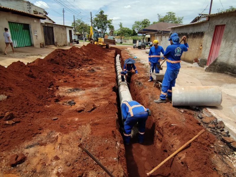 obras de drenagem no jardim curitiba. Foto: Seinfra