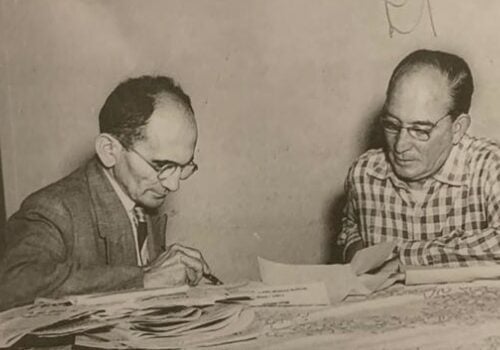 Joaquim Câmara Filho com Pedro Ludovico Teixeira, governador de Goiás, em 1952. Foto: Reprodução