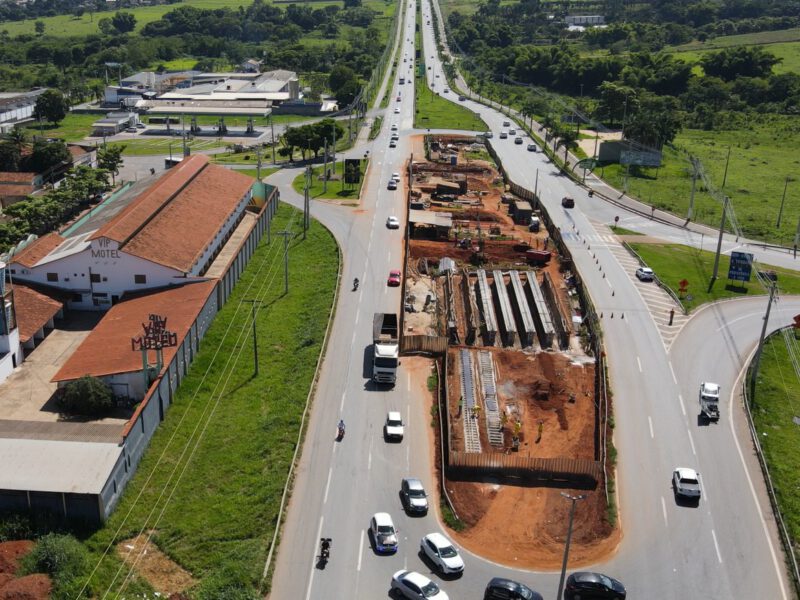 Obras do viaduto de Trindade. Foto: Goinfra