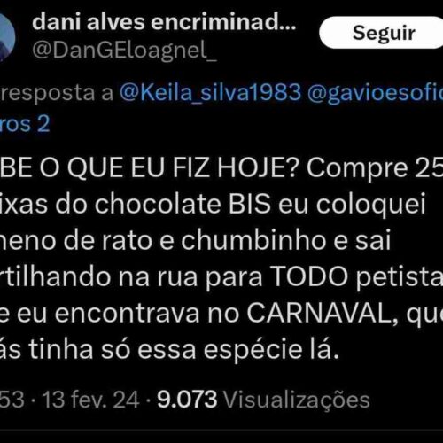 twitter internauta chocolate envenenado a petistas