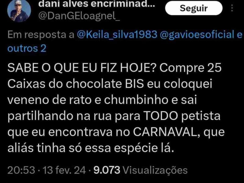 twitter internauta chocolate envenenado a petistas