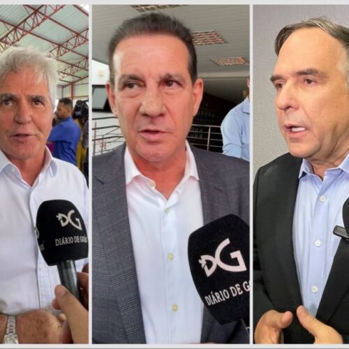 foto dos empresarios leonardo rizzo, vanderlan cardoso e sandro mabel