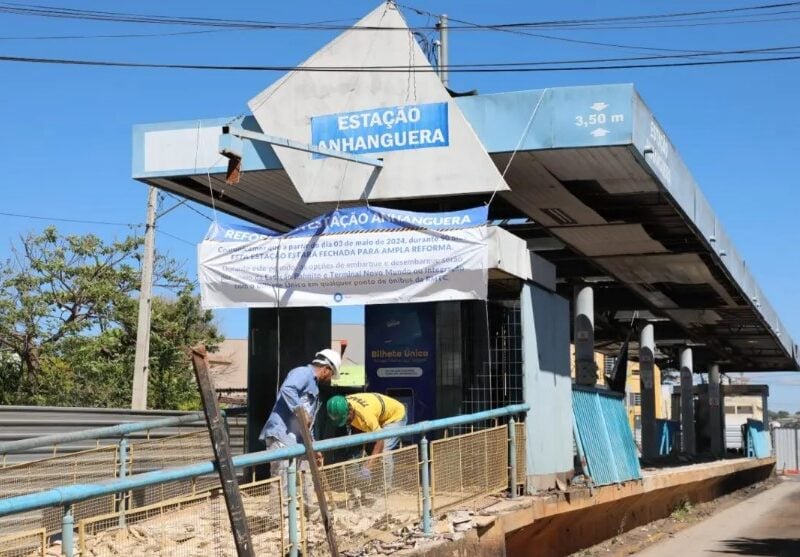 obras nas estações do eixo anhanguera. Foto: Edinan Ferreira