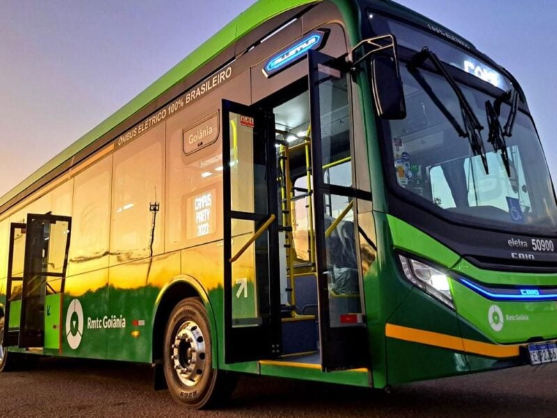 ônibus elétrico do transporte coletivo de Goiânia. Foto: Jackson Rodrigues