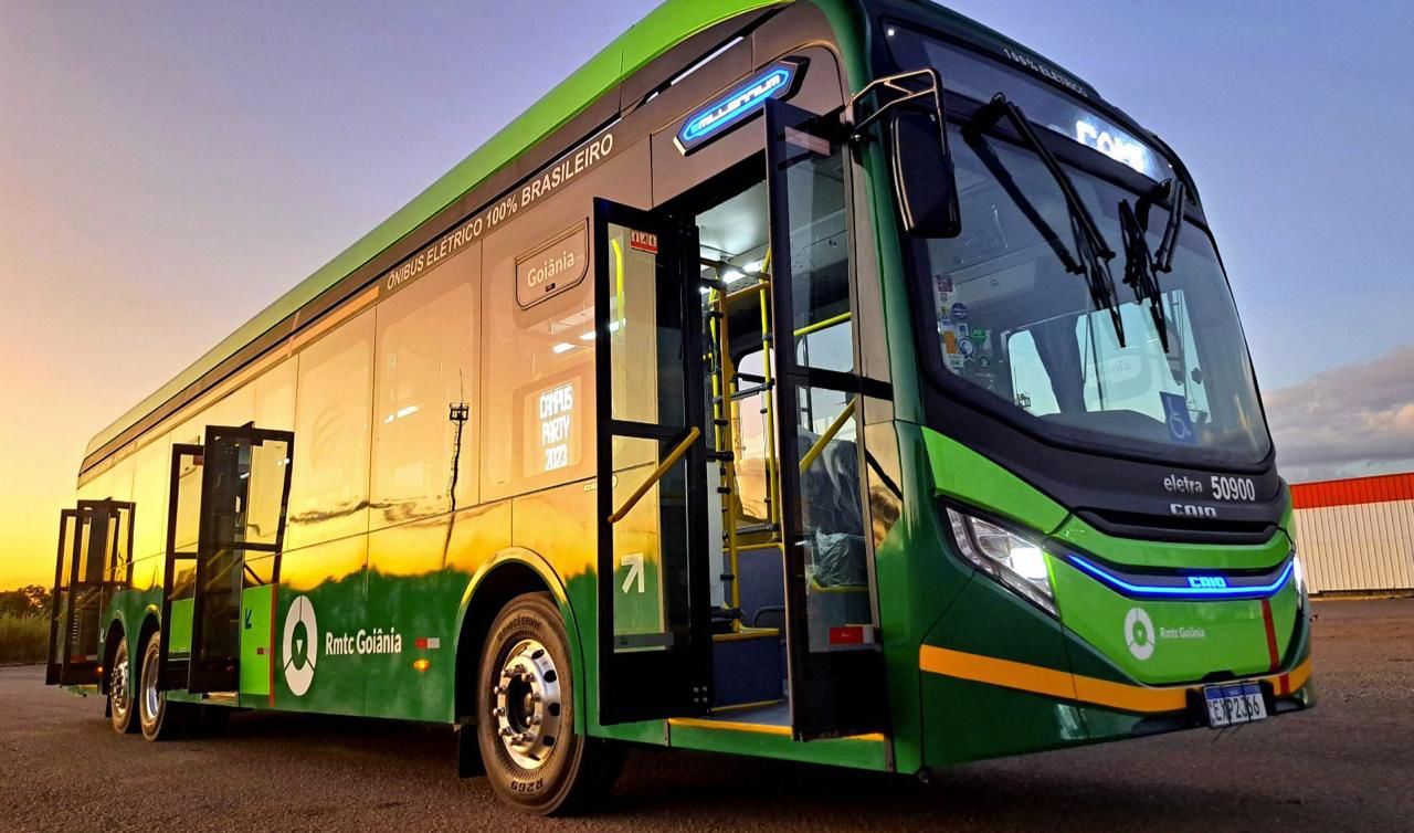 ônibus elétrico do transporte coletivo de Goiânia. Foto: Jackson Rodrigues