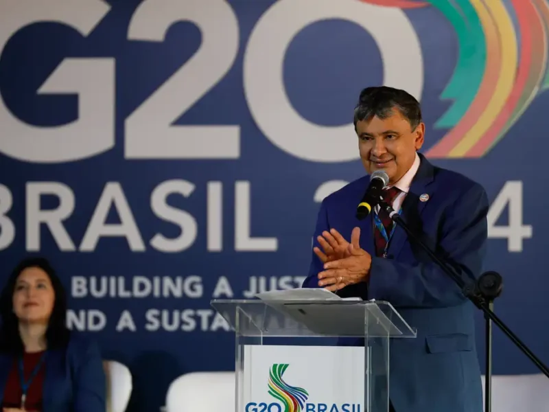 O ministro do Desenvolvimento e Assistência Social, Família e Combate à Fome do Brasil, Wellington Dias, apresentou os dados de insegurança alimentar no Brasil em reunião do G20. Foto: Fernando Frazão/Agência Brasil