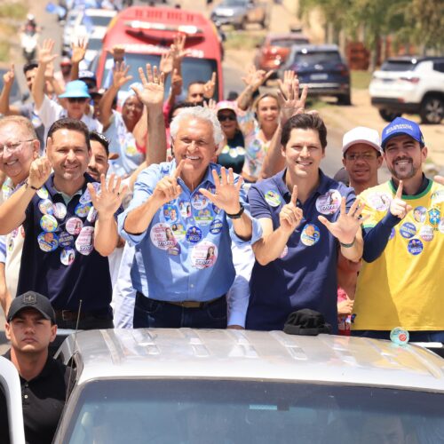 Carreata Leandro Vilela com Ronaldo Caiado e Leandro Vilela. Foto: Divulgação